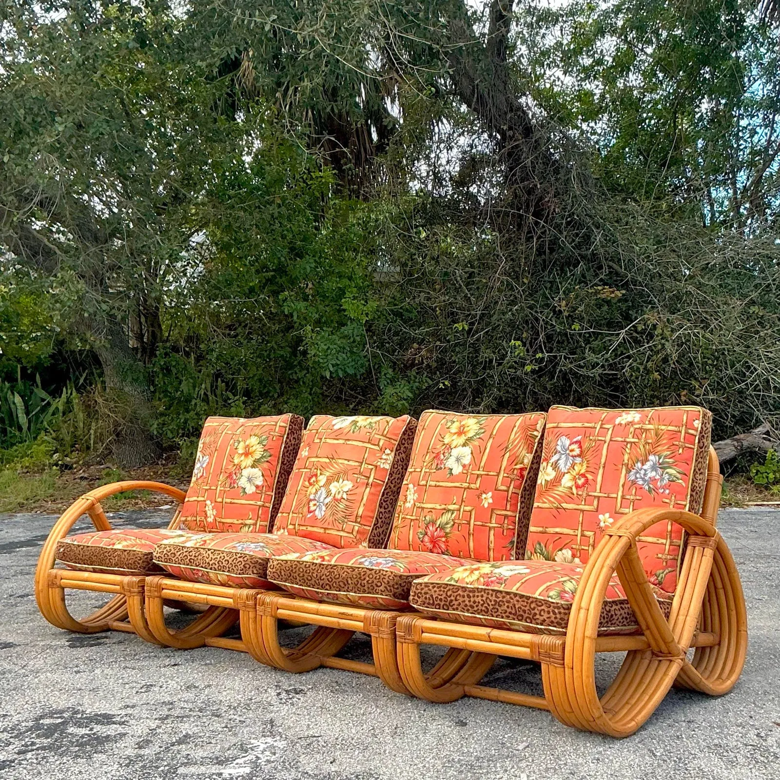 Vintage Coastal Bent Rattan Sofa After Frankl — additional photo 7