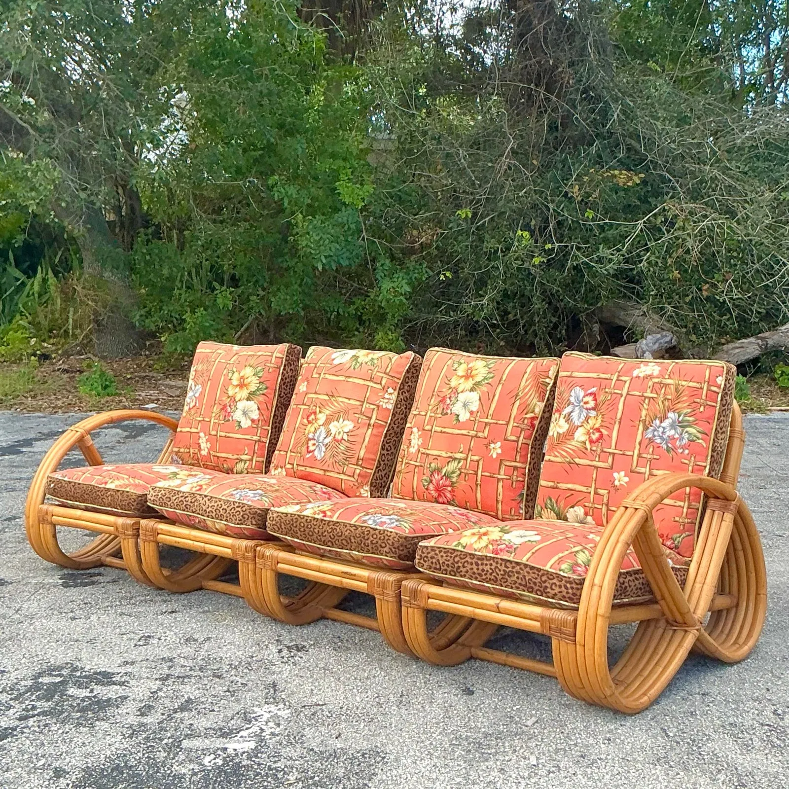 Vintage Coastal Bent Rattan Sofa After Frankl — additional photo 8