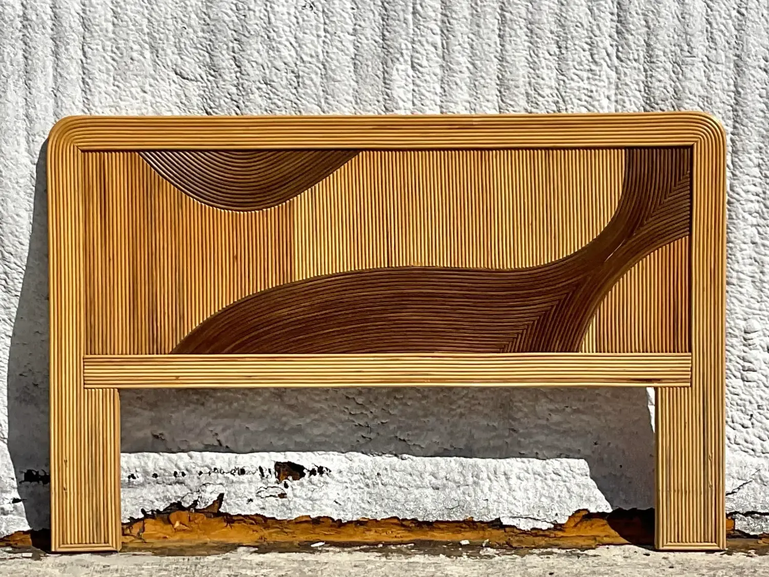 Vintage Coastal Biomorphic Pencil Reed Queen Headboard — additional photo 1
