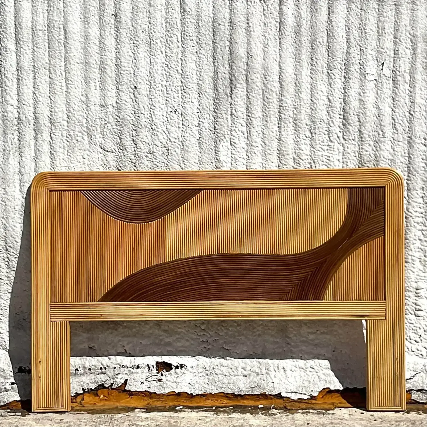 Vintage Coastal Biomorphic Pencil Reed Queen Headboard — additional photo 2