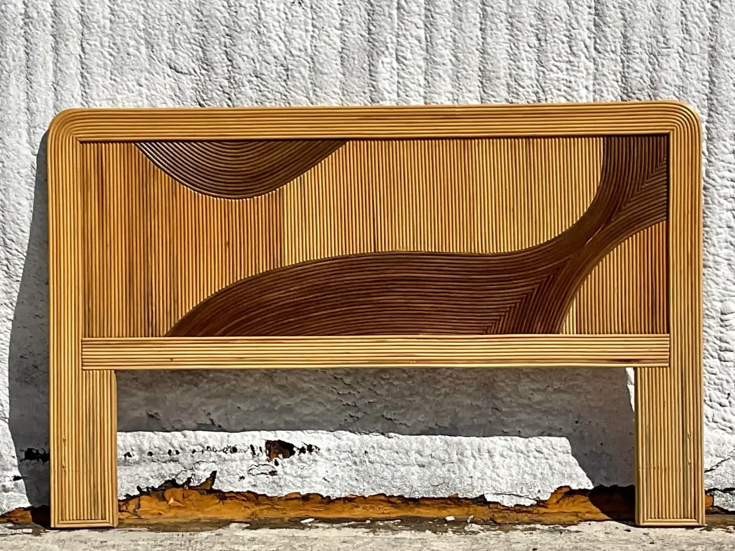 Vintage Coastal Biomorphic Pencil Reed Queen Headboard — additional photo 3