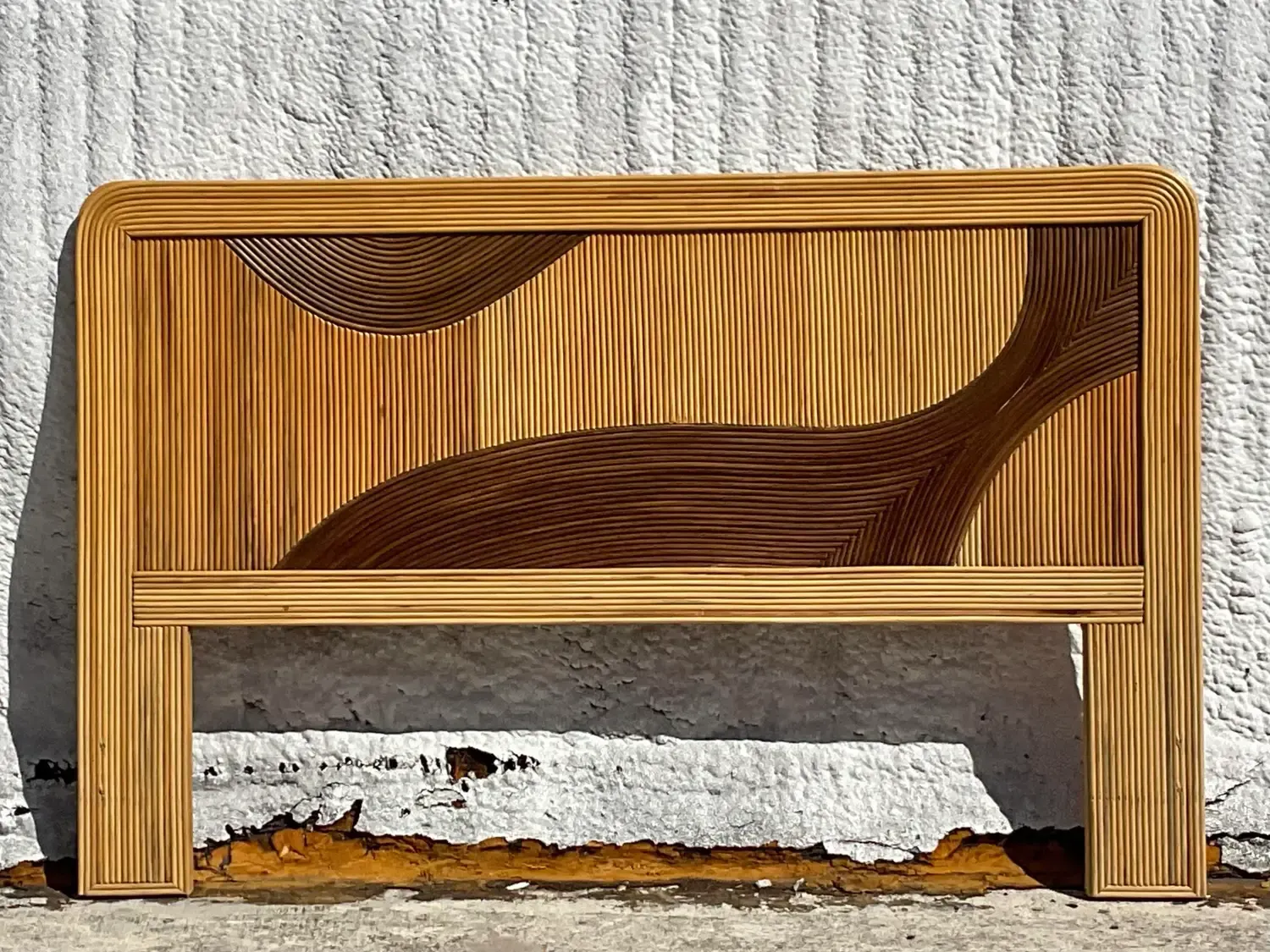 Vintage Coastal Biomorphic Pencil Reed Queen Headboard — additional photo 4