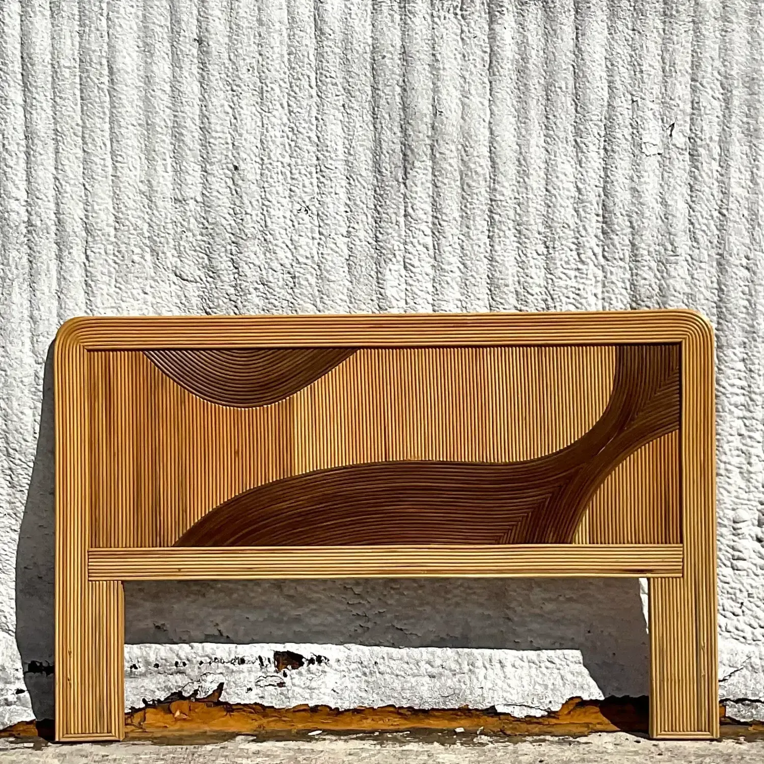 Vintage Coastal Biomorphic Pencil Reed Queen Headboard — additional photo 5