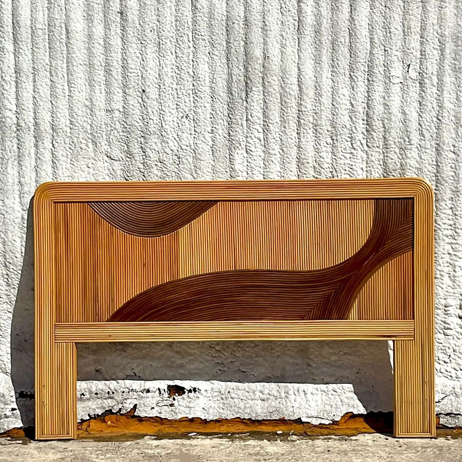 Vintage Coastal Biomorphic Pencil Reed Queen Headboard — additional photo 6