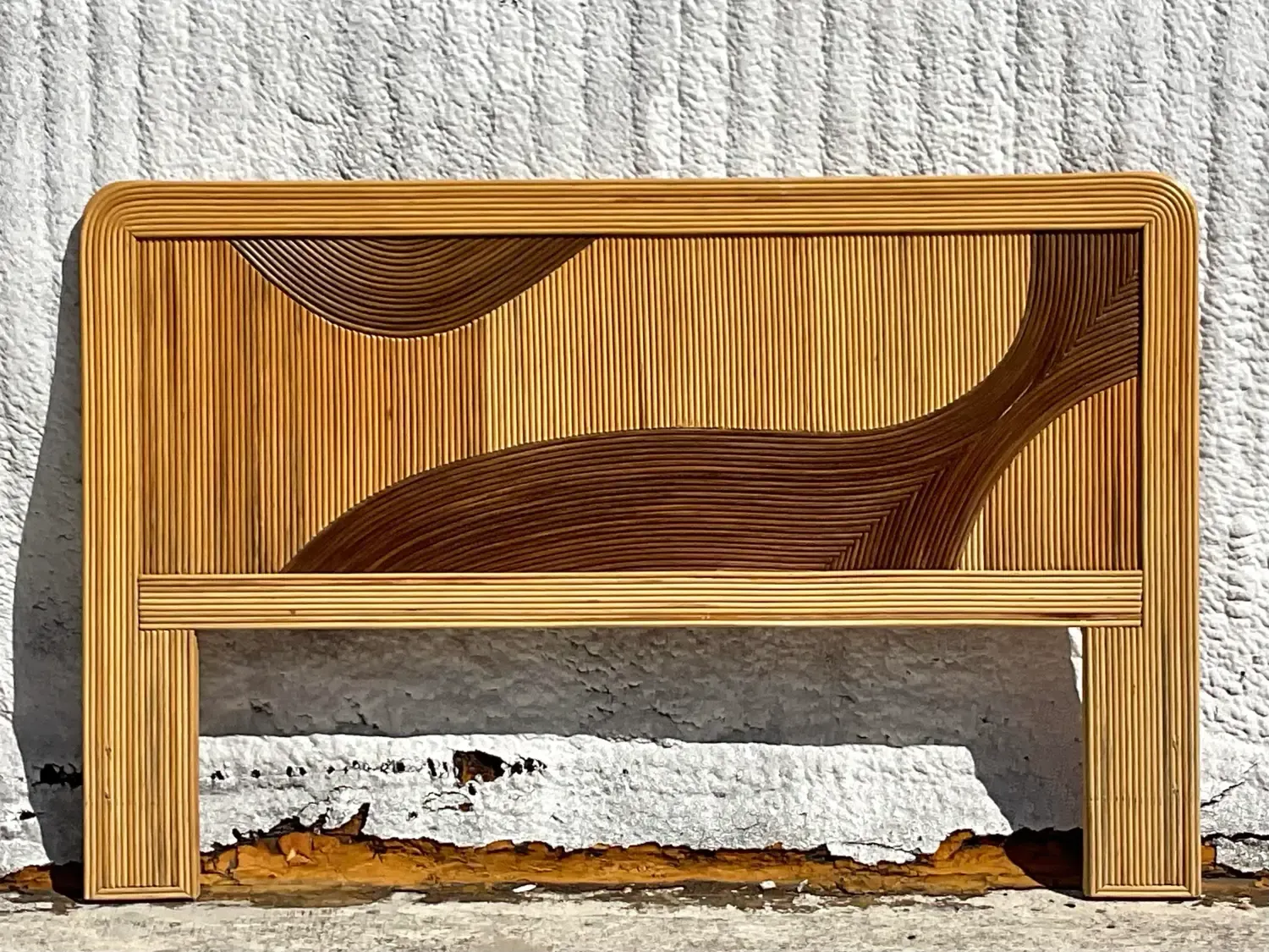 Vintage Coastal Biomorphic Pencil Reed Queen Headboard — additional photo 7