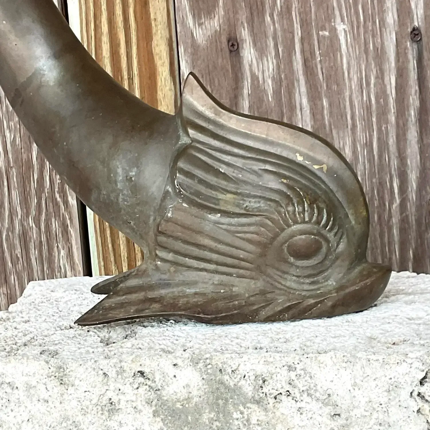 Vintage Coastal Bronze Koi Fish on Coquina Slab Lamps - a Pair — additional photo 3
