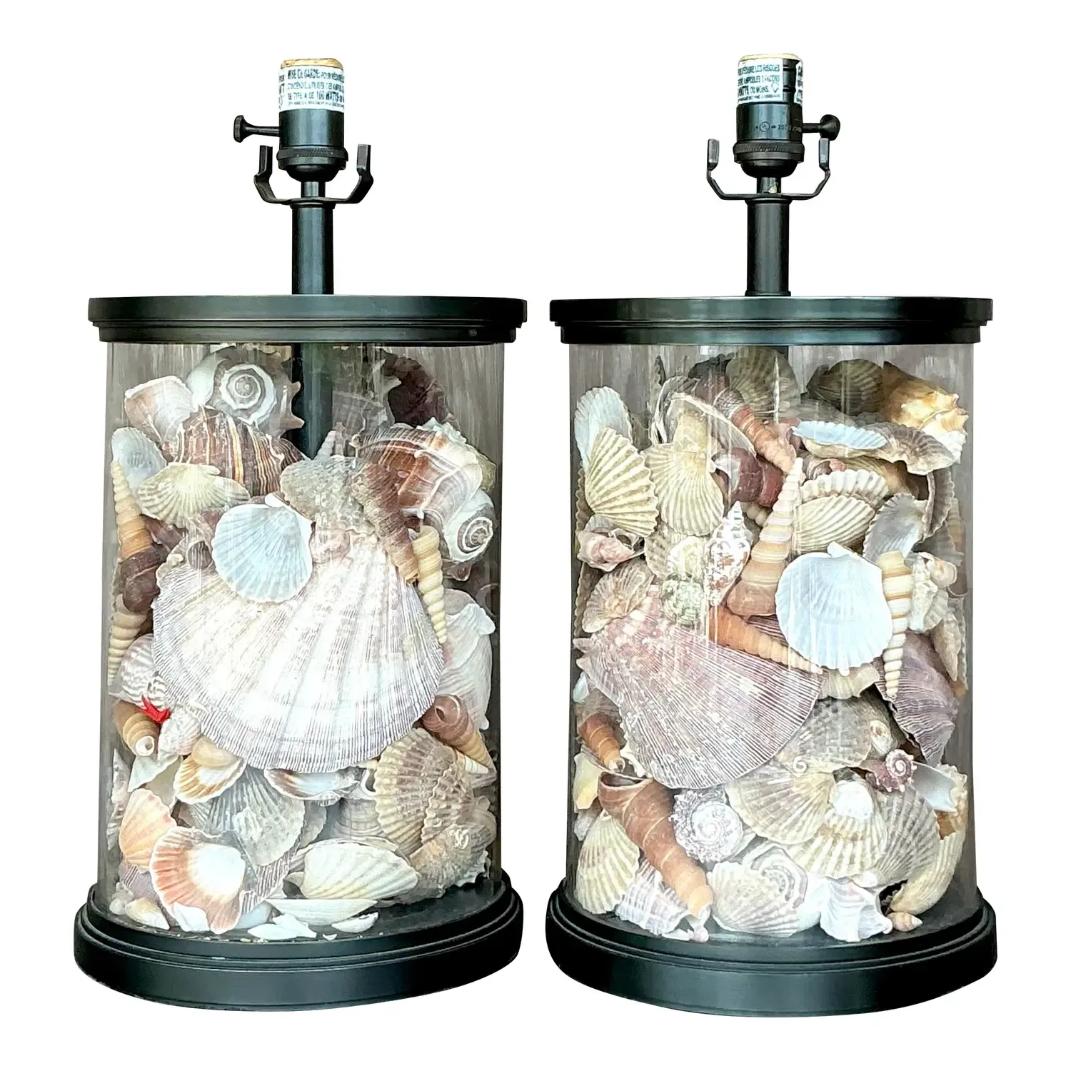 Vintage Coastal Bronze Shell Collector Lamps - a Pair — additional photo 1