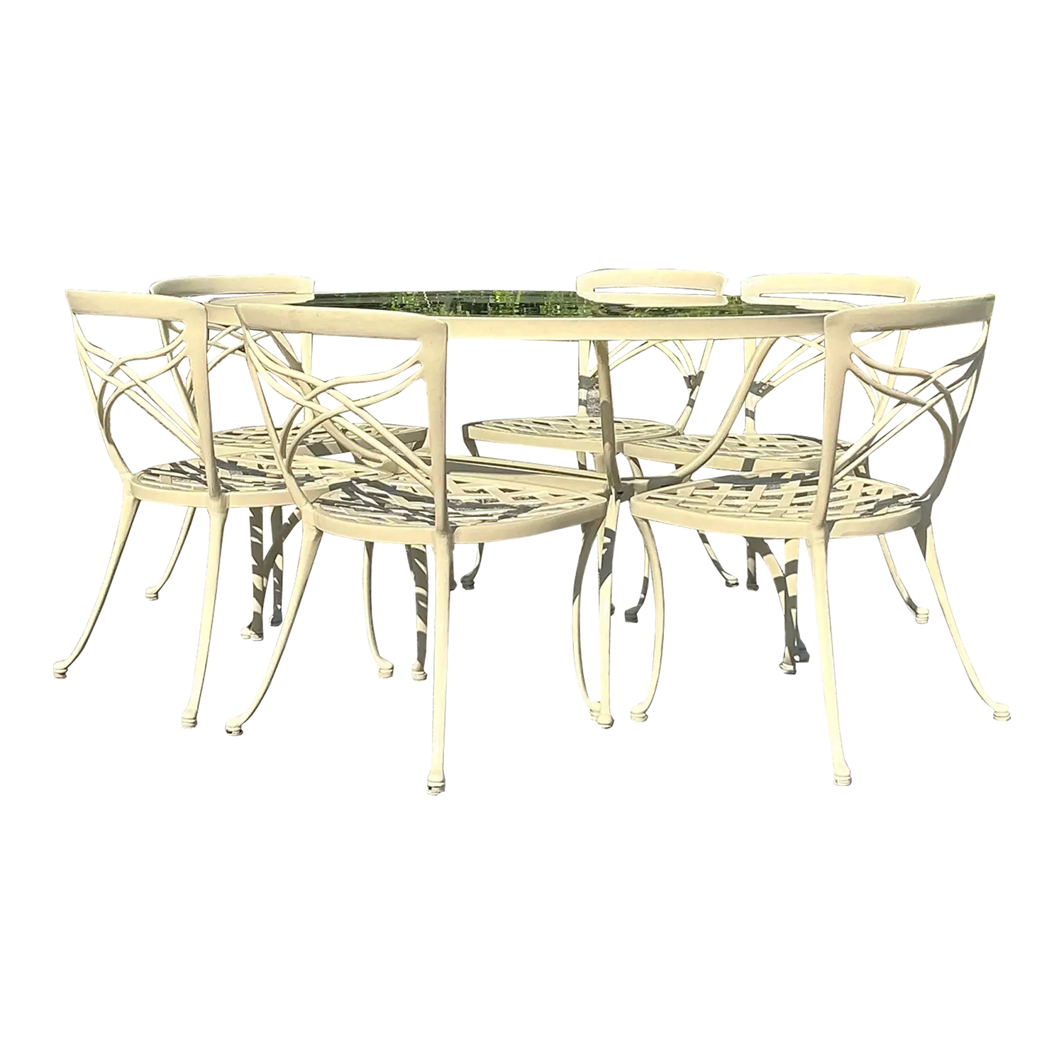 Vintage Coastal Brown Jordan Classic 2 Cast Aluminum Patio Dining Set