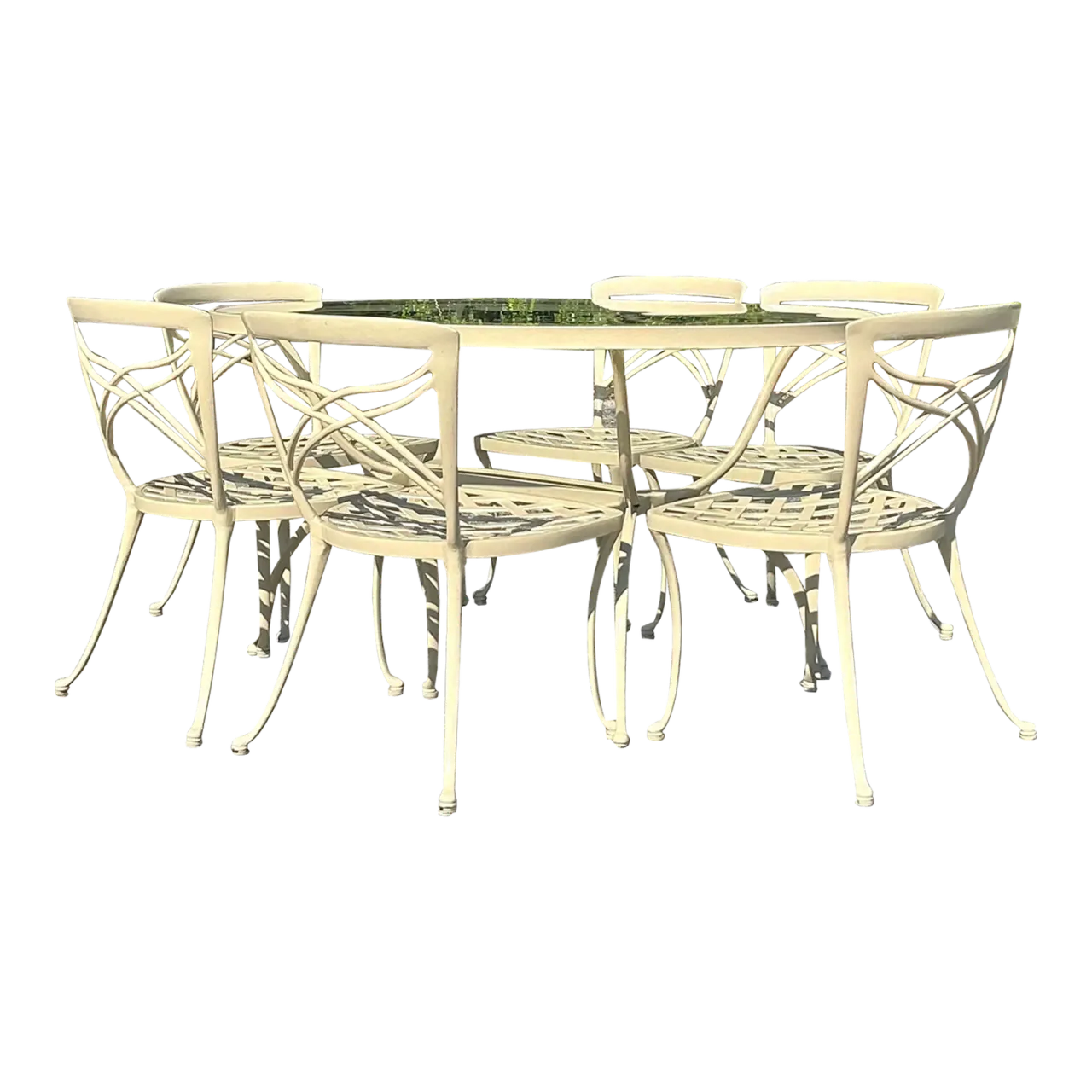 Vintage Coastal Brown Jordan Classic 2 Cast Aluminum Patio Dining Set