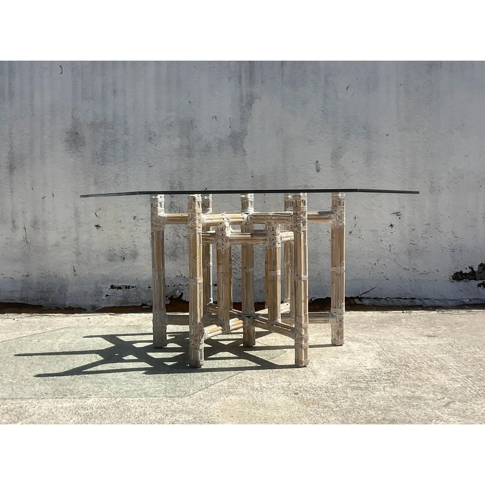 Vintage Coastal Bundled Bamboo Dining Table After McGuire — additional photo 4