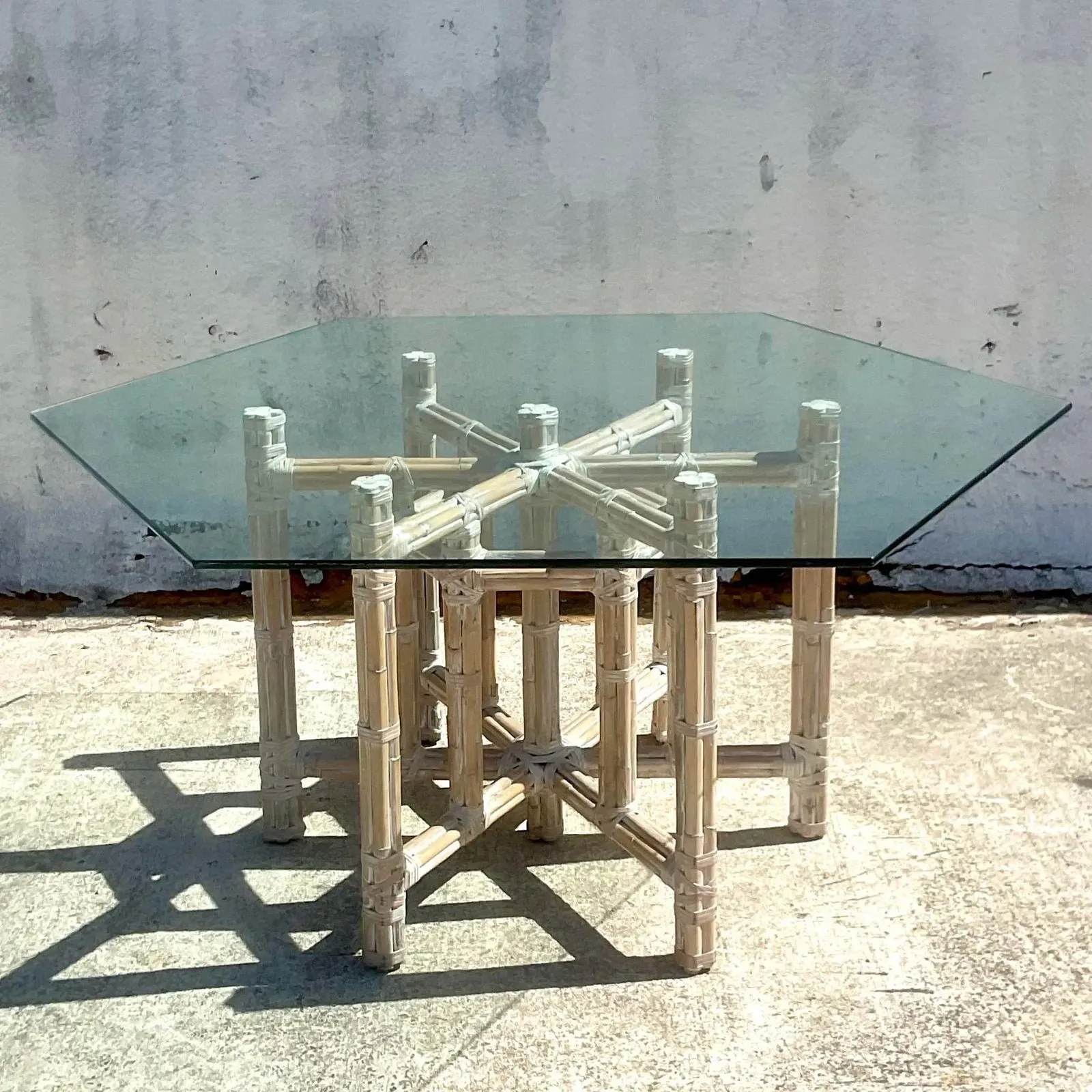 Vintage Coastal Bundled Bamboo Dining Table After McGuire — additional photo 5
