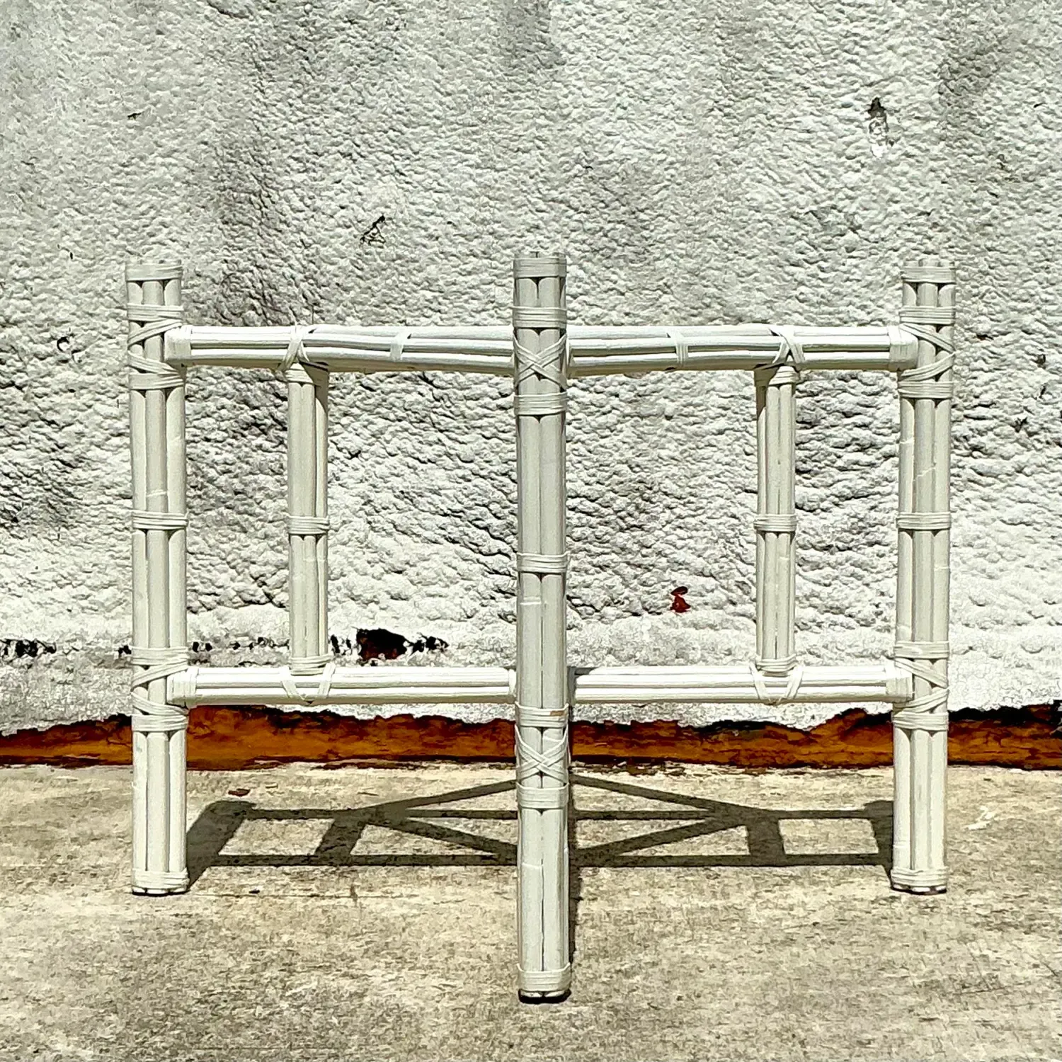 Vintage Coastal Bundled Rattan Dining Table Pedestal Base After McGuire — additional photo 1