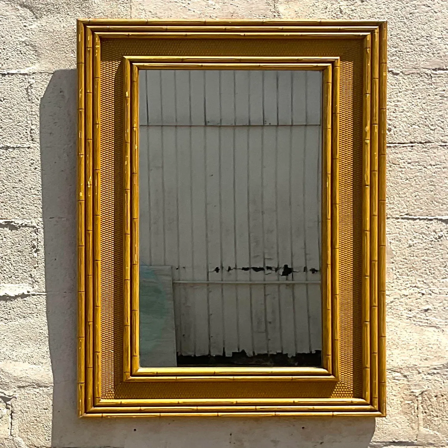 Vintage Coastal Carved Bamboo Mirror — additional photo 1