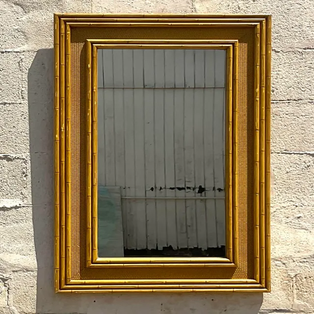 Vintage Coastal Carved Bamboo Mirror — additional photo 1