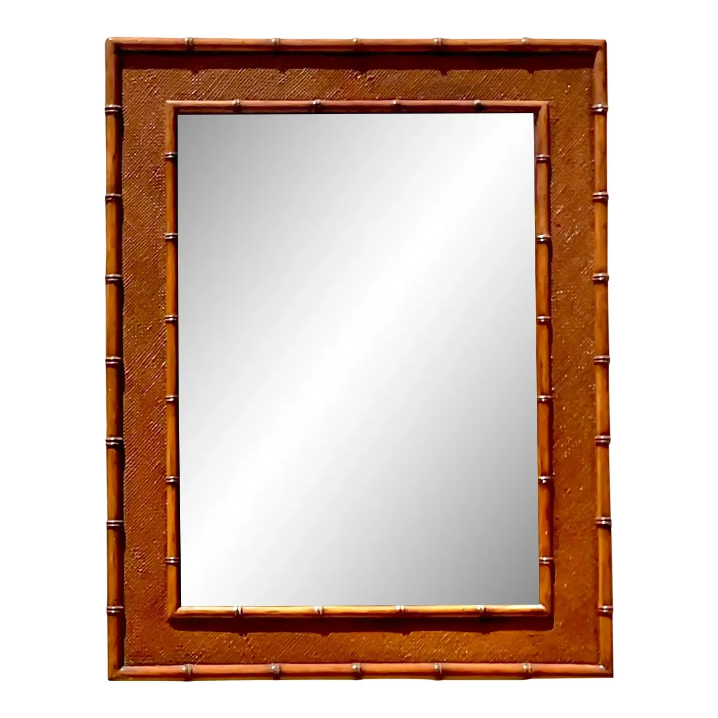 Vintage Coastal Carved Bamboo Wall Mirror