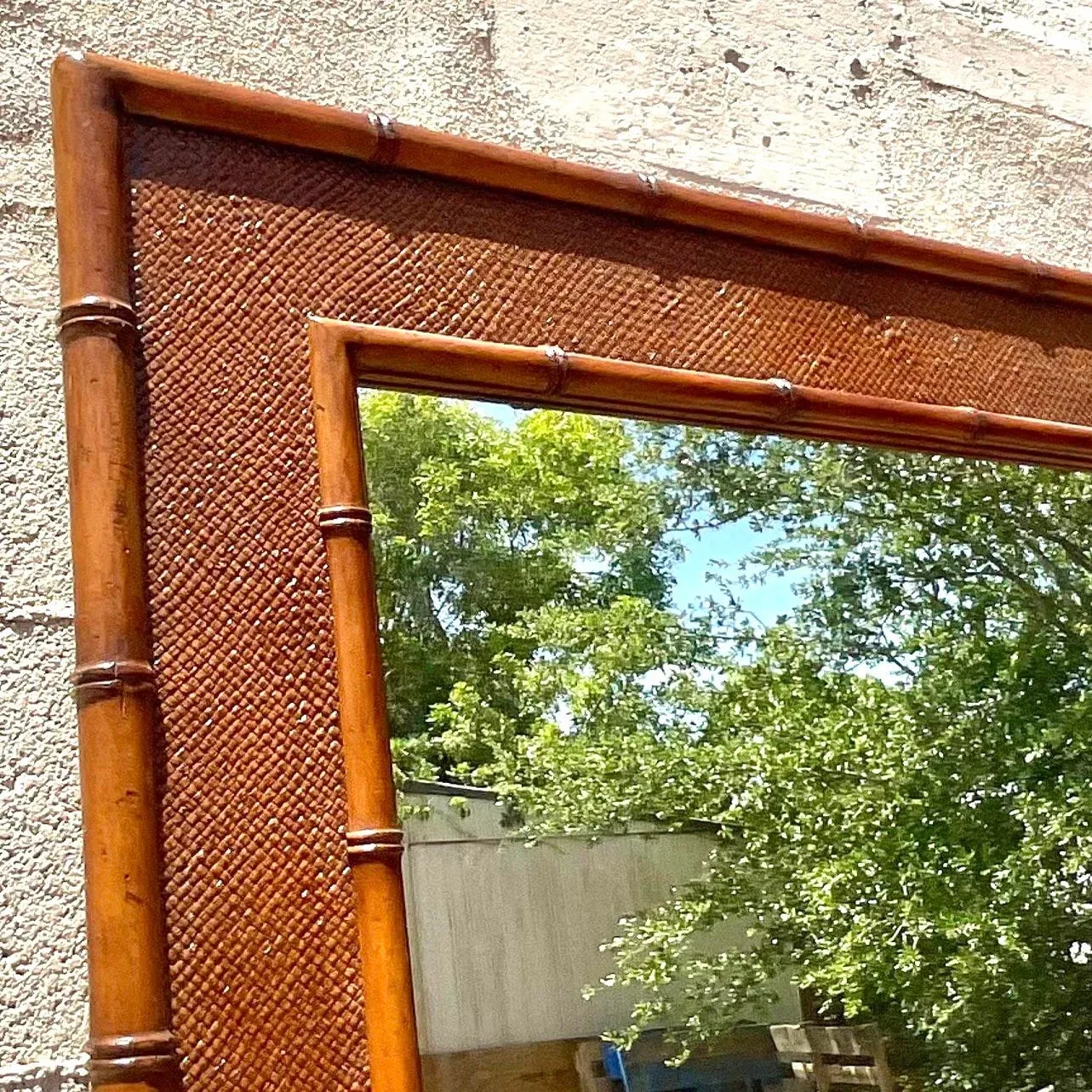 Vintage Coastal Carved Bamboo Wall Mirror — additional photo 3