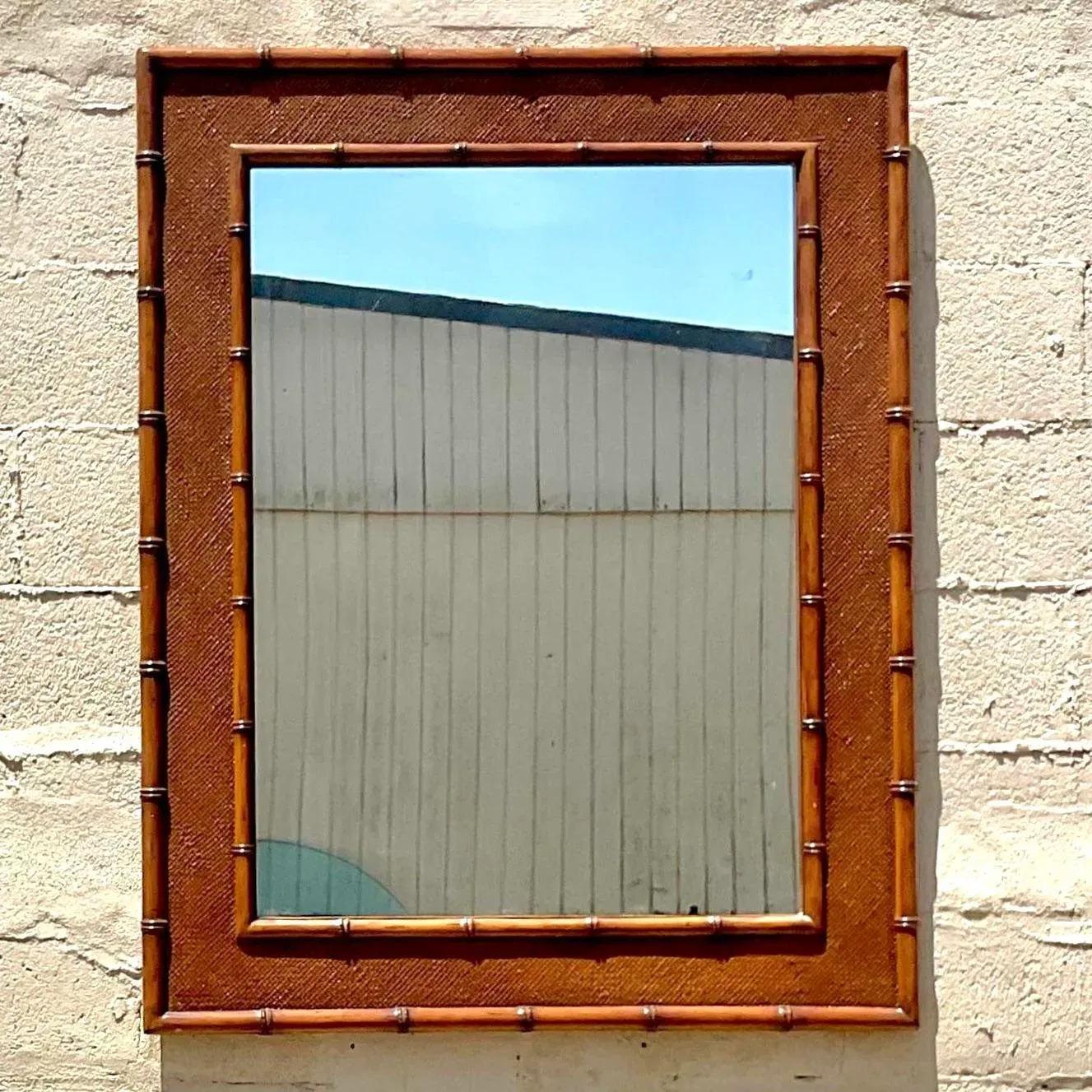 Vintage Coastal Carved Bamboo Wall Mirror — additional photo 4
