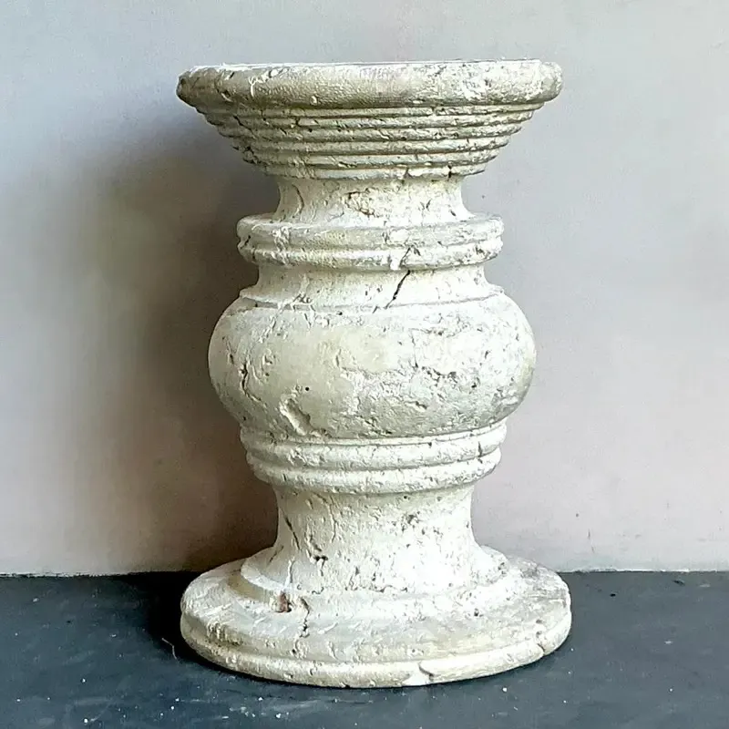 Vintage Coastal Carved Coquina Stone Table Pedestal — additional photo 2