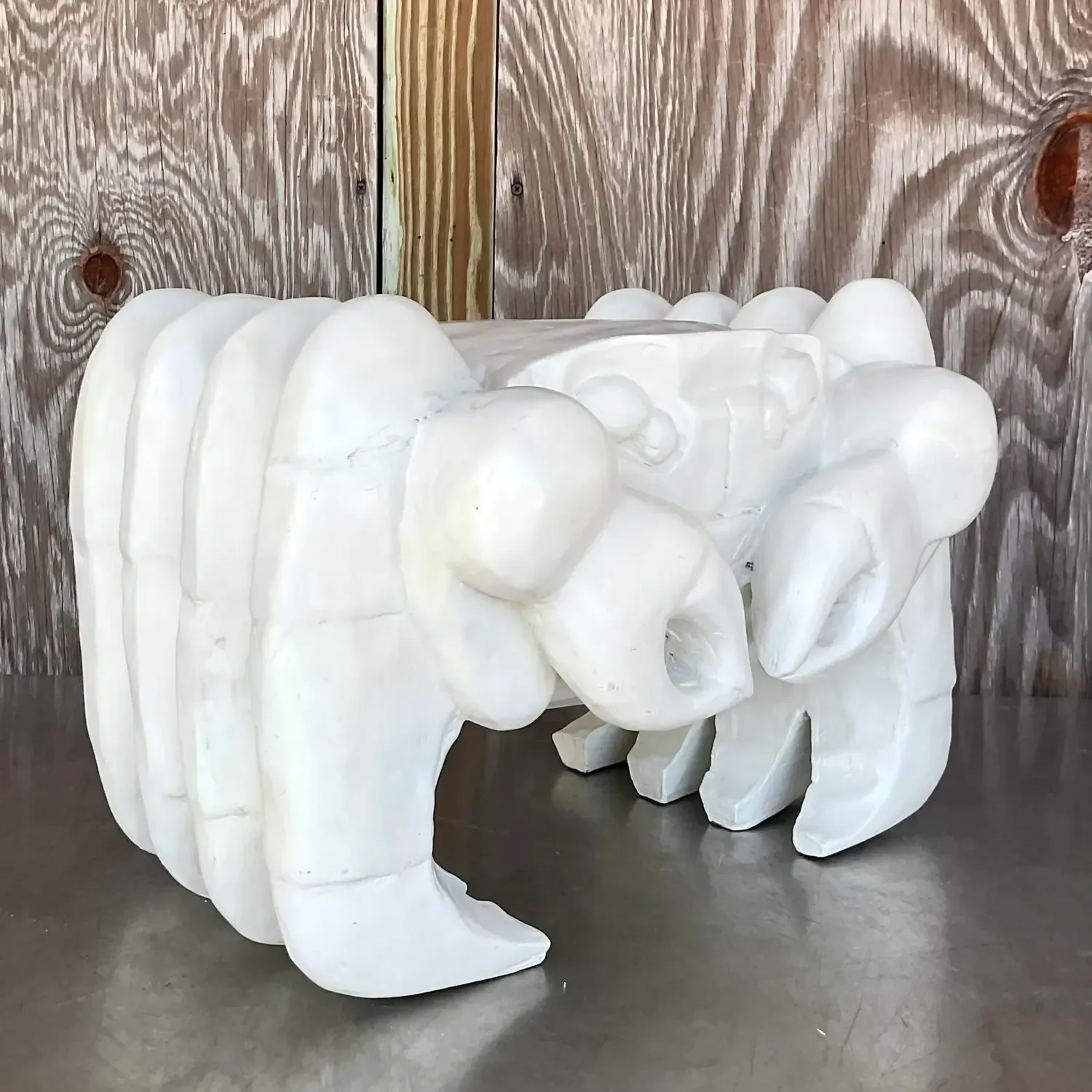 Vintage Coastal Carved Crab Low Stool — additional photo 1