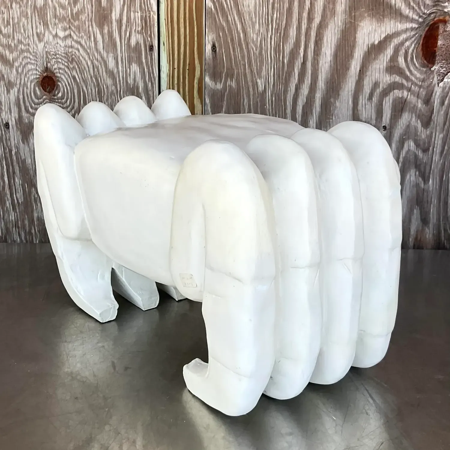 Vintage Coastal Carved Crab Low Stool — additional photo 2