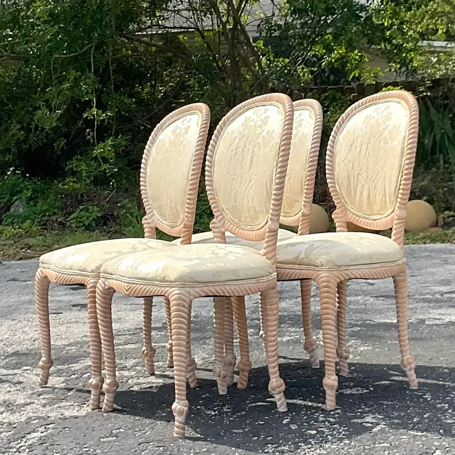 Vintage Coastal Carved Rope Dining Chairs - Set of 4 — additional photo 2
