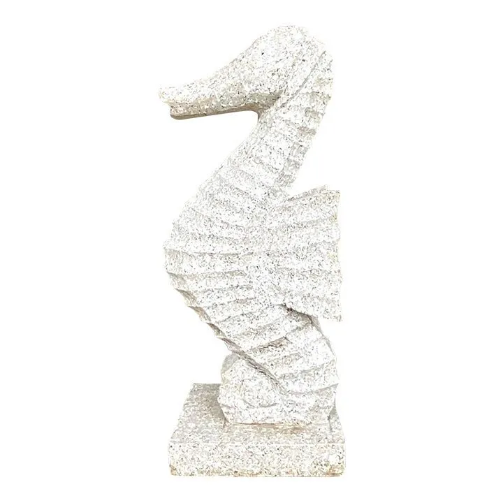 Vintage Coastal Carved Stone Seahorse Statue — additional photo 1