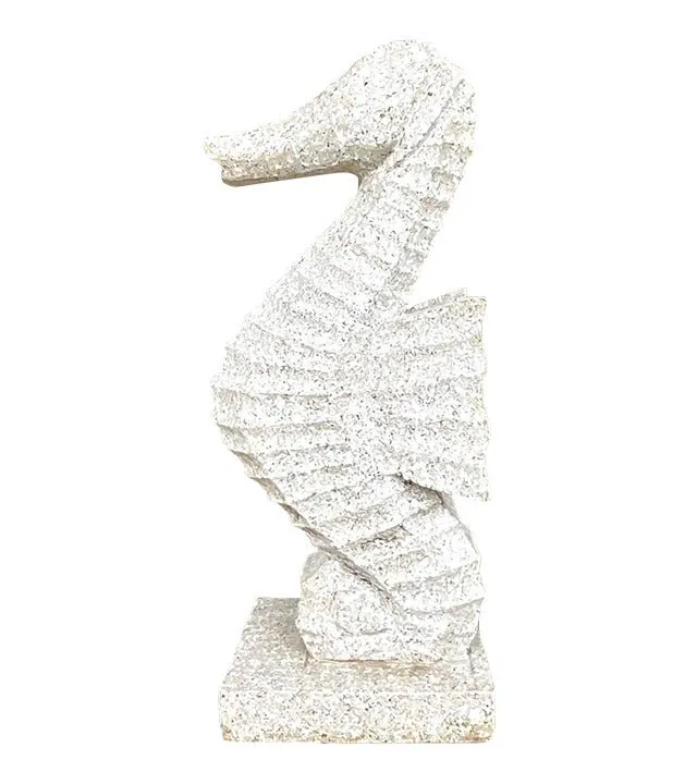 Vintage Coastal Carved Stone Seahorse Statue