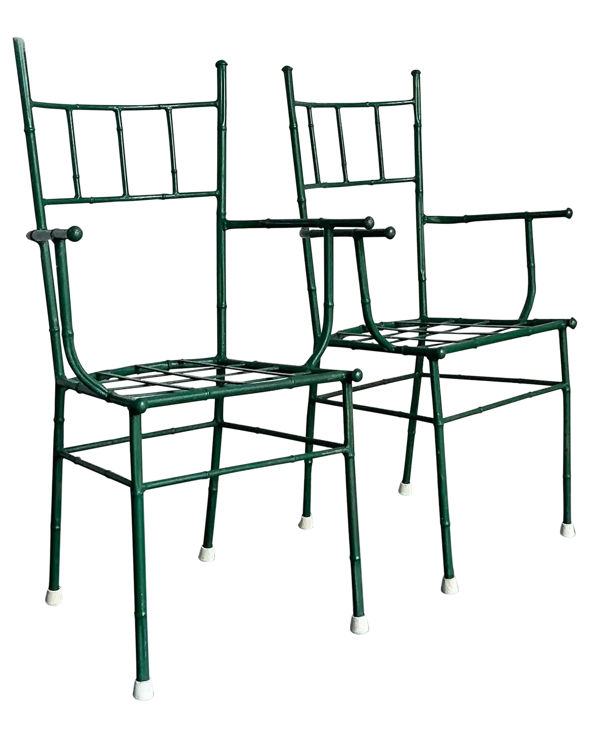 Vintage Coastal Cast Aluminum Faux Bamboo His and Her Arm Chairs - Set of 2 — additional photo 6
