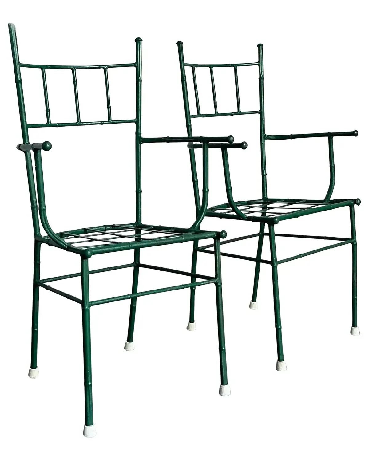 Vintage Coastal Cast Aluminum Faux Bamboo His and Her Arm Chairs - Set of 2 — additional photo 7