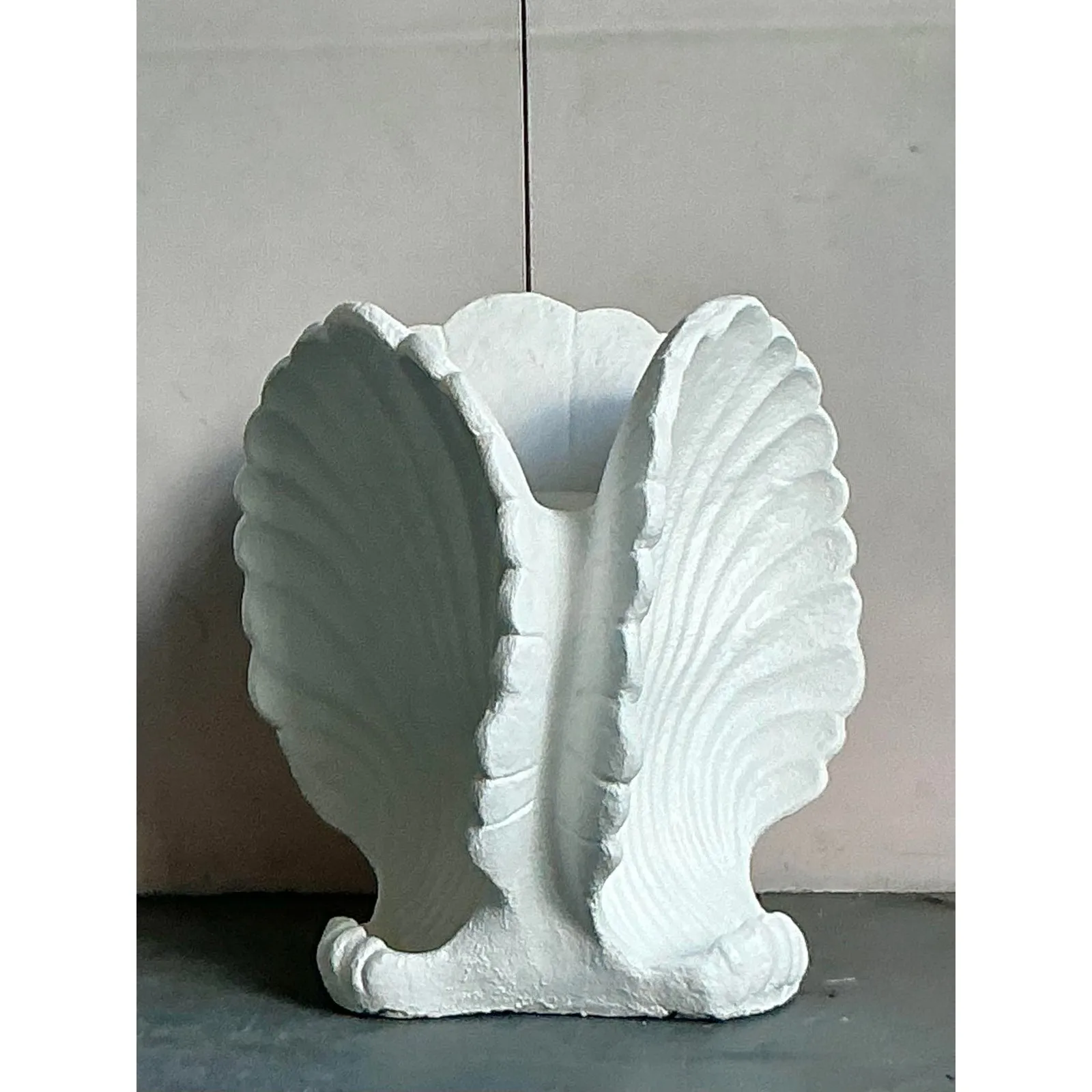 Vintage Coastal Cast Concrete Clam Shell Dining Table Pedestal — additional photo 4