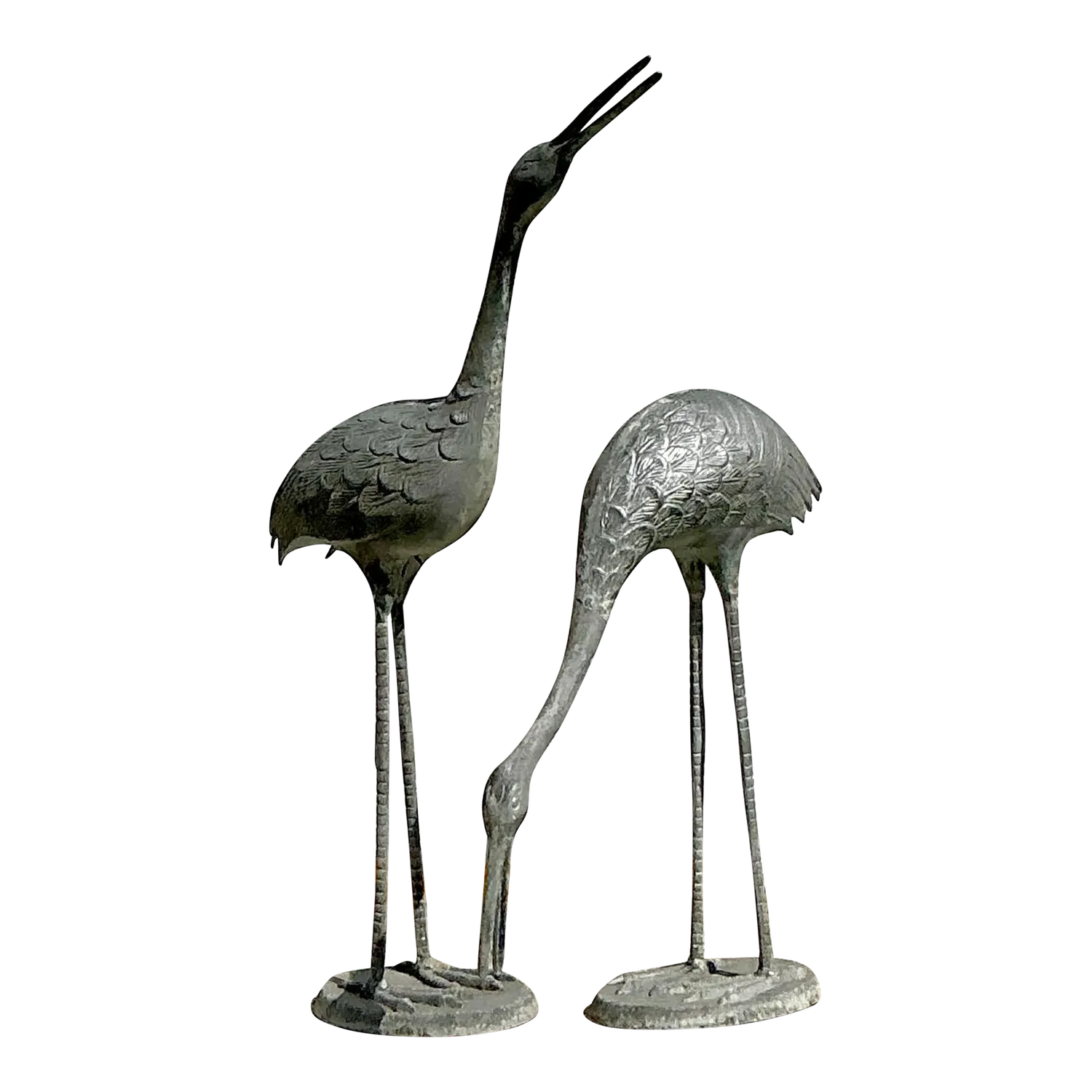 Vintage Coastal Cast Metal Cranes - Set of 2 — additional photo 2
