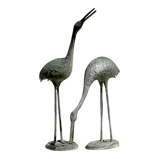 Vintage Coastal Cast Metal Cranes - Set of 2 — additional photo 2