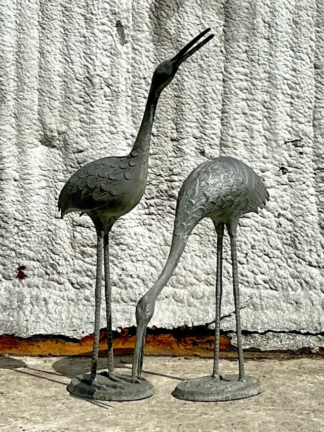 Vintage Coastal Cast Metal Cranes - Set of 2 — additional photo 3