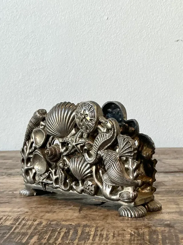Vintage Coastal Cast Metal Undersea Napkin Holder — additional photo 1
