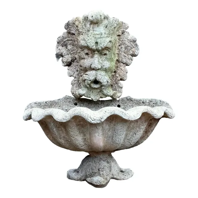 Vintage Coastal Cast Stone Clamshell Fountain — additional photo 1