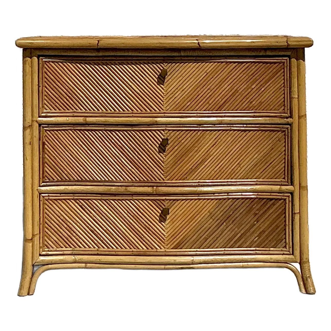 Vintage Coastal Chevron Pencil Reed Chest of Drawers — additional photo 1