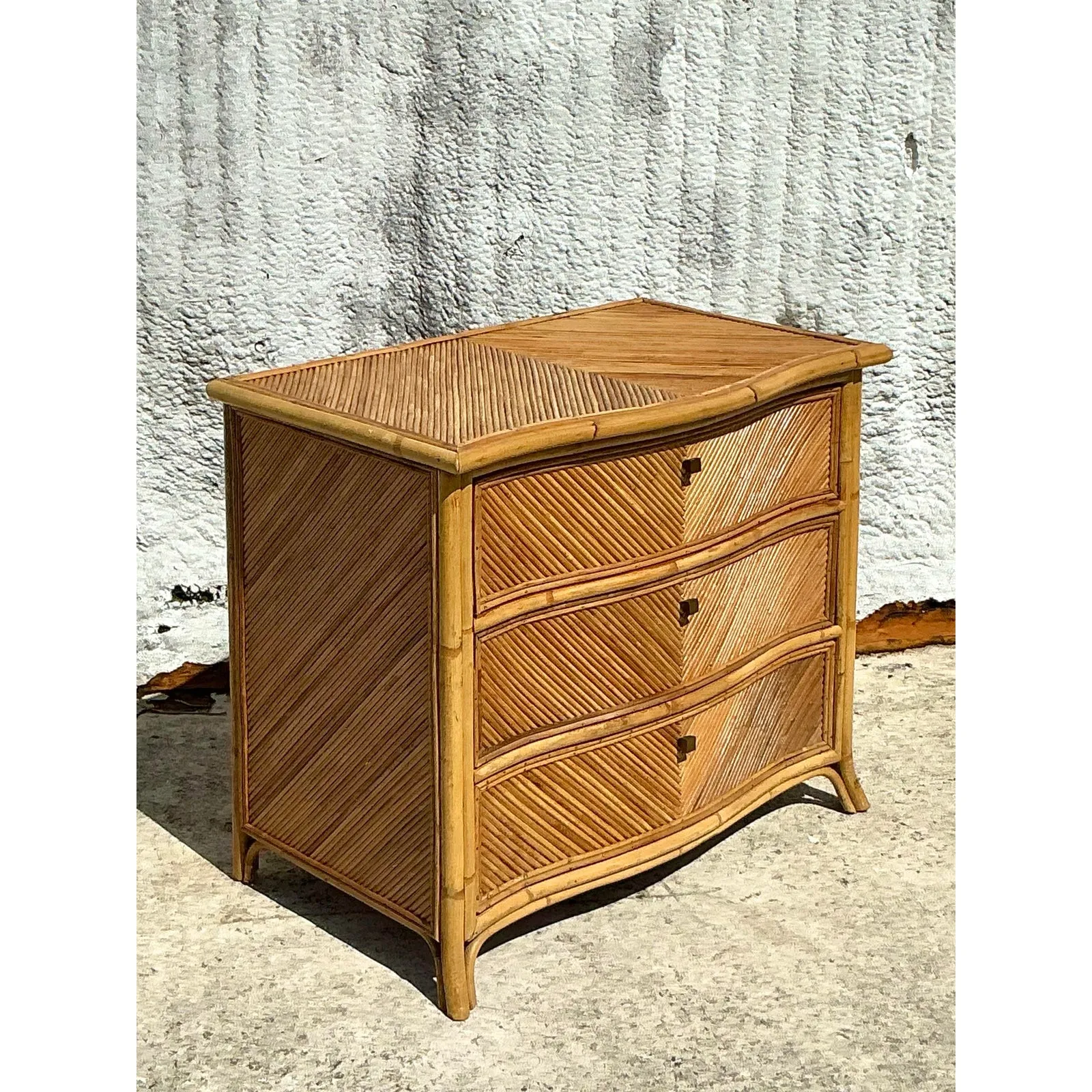 Vintage Coastal Chevron Pencil Reed Chest of Drawers — additional photo 6