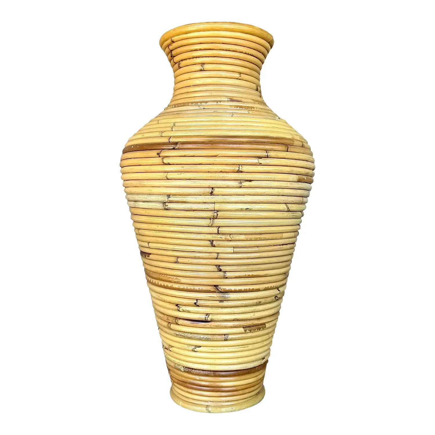 Vintage Coastal Coiled Pencil Reed Floor Vase — additional photo 1