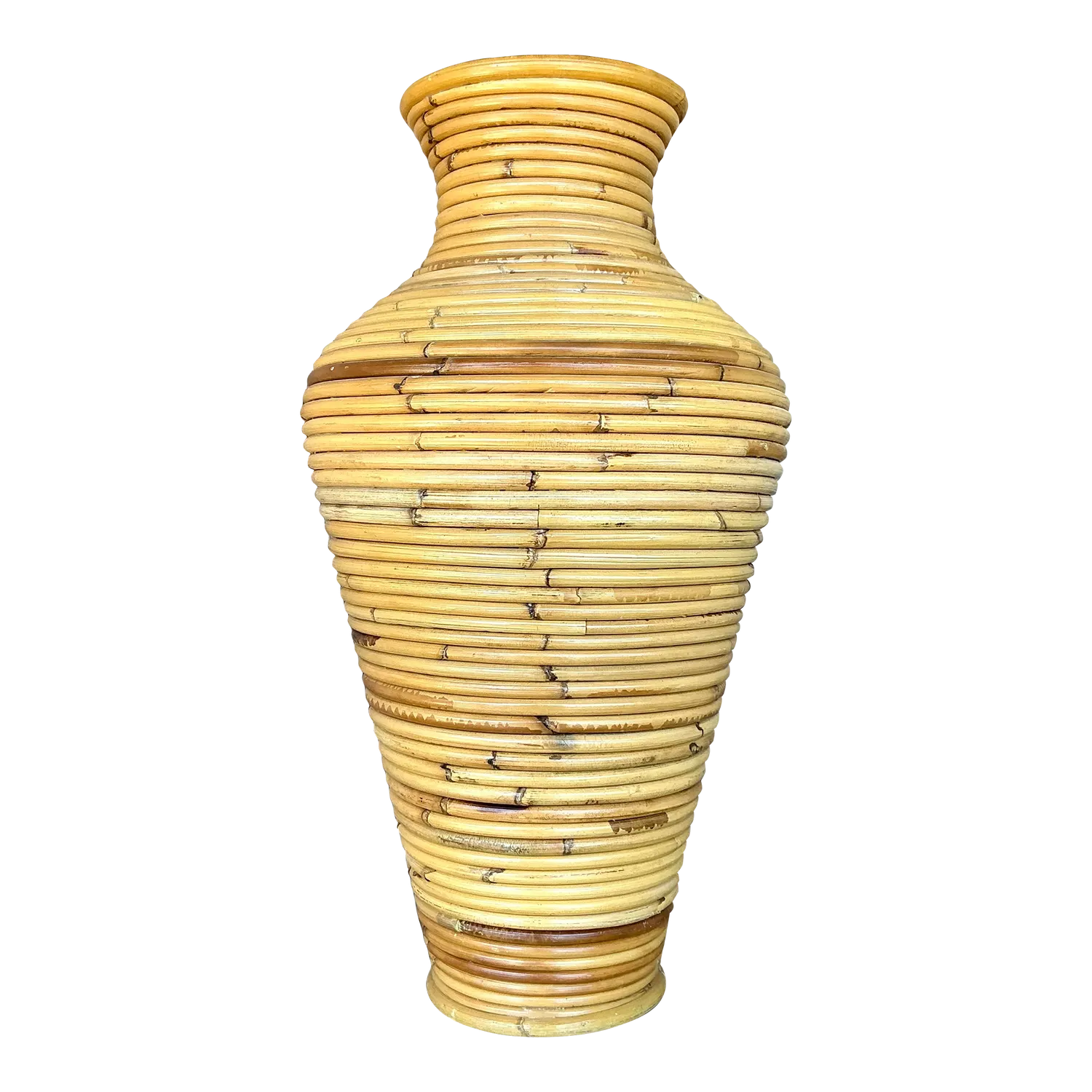Vintage Coastal Coiled Pencil Reed Floor Vase — additional photo 2