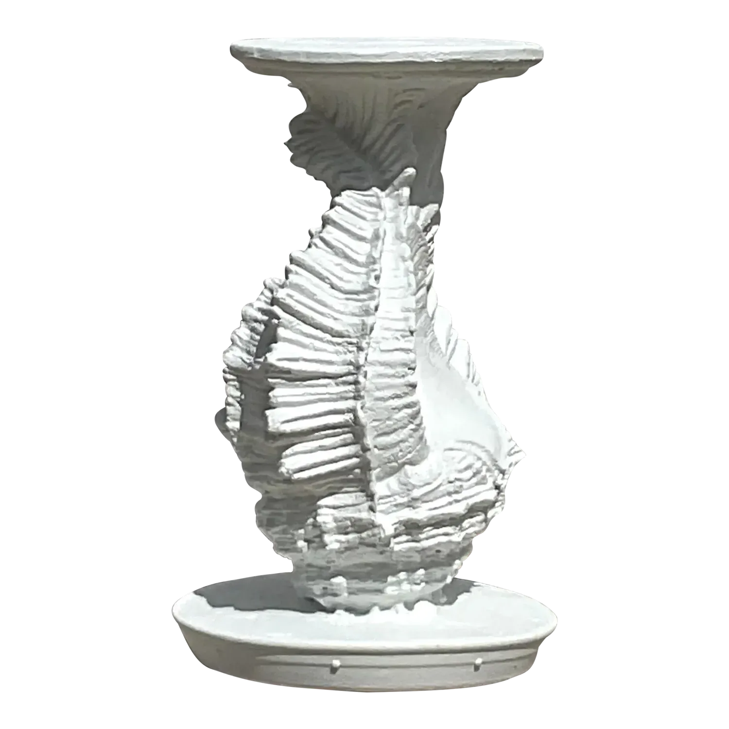 Vintage Coastal Conch Shell Pedestal