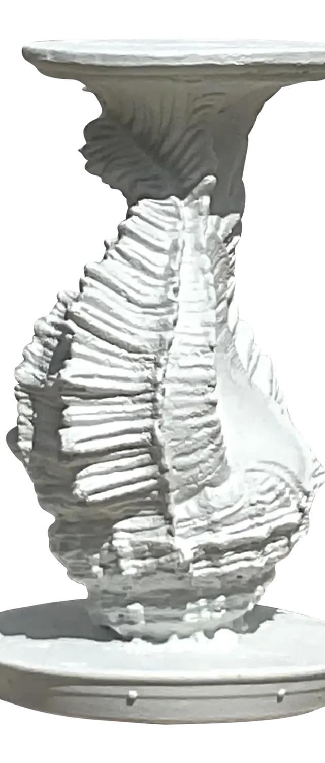 Vintage Coastal Conch Shell Pedestal