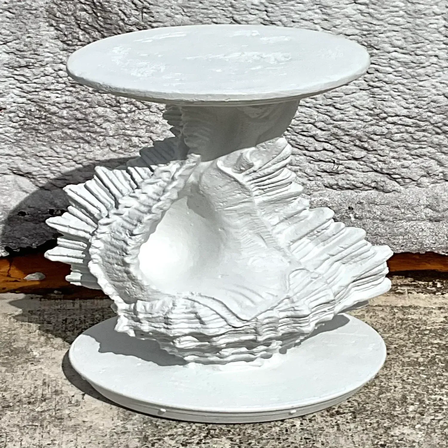 Vintage Coastal Conch Shell Pedestal — additional photo 4