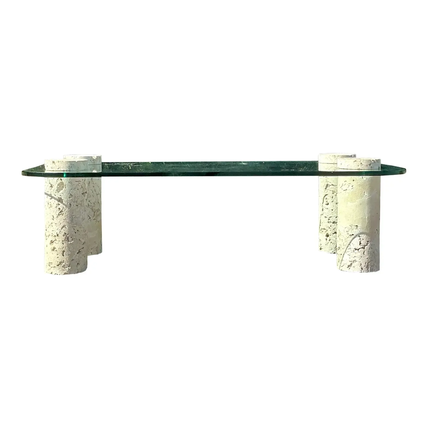 Vintage Coastal Coquina Cylinder Coffee Table