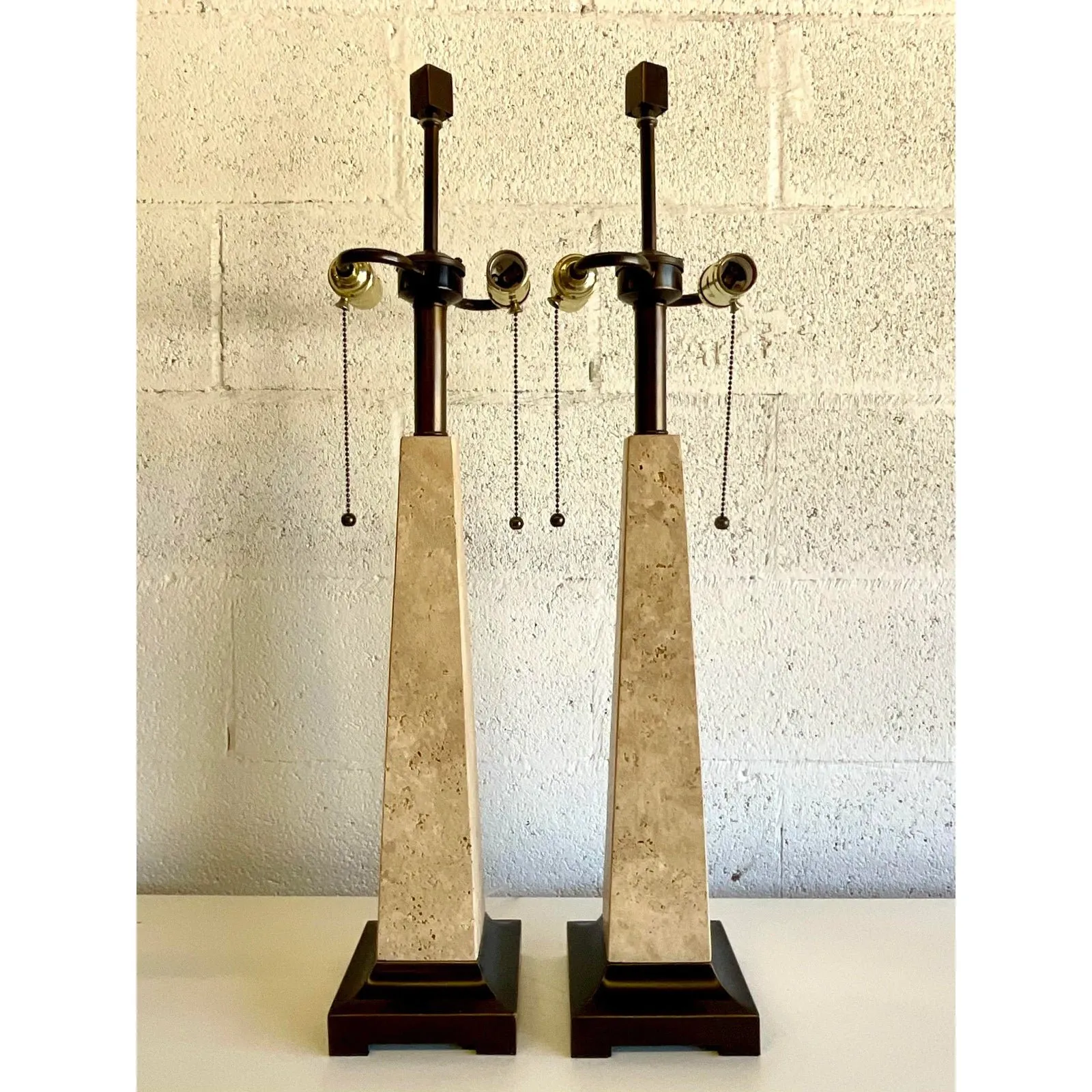 Vintage Coastal Coquina Stone Table Lamps - a Pair — additional photo 1