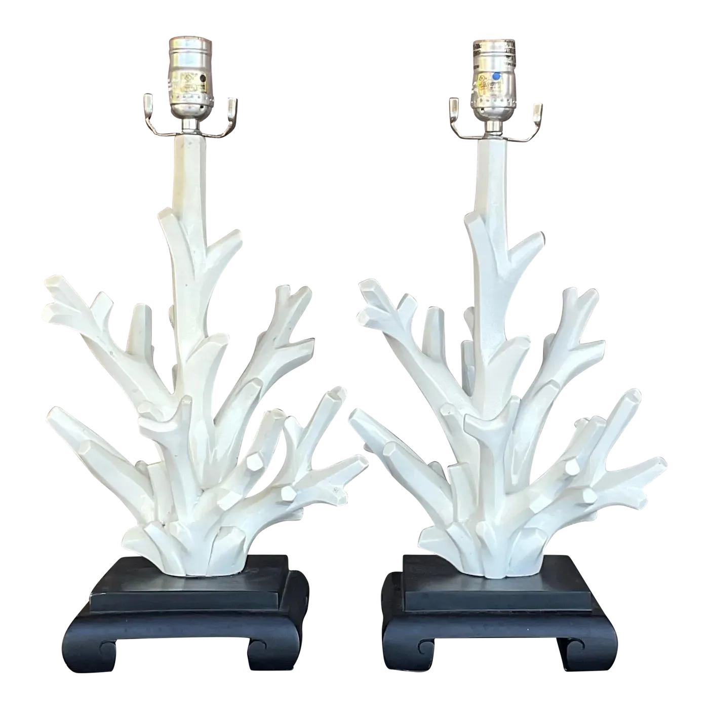 Vintage Coastal Coral Branch Wood Lamps - a Pair — additional photo 2
