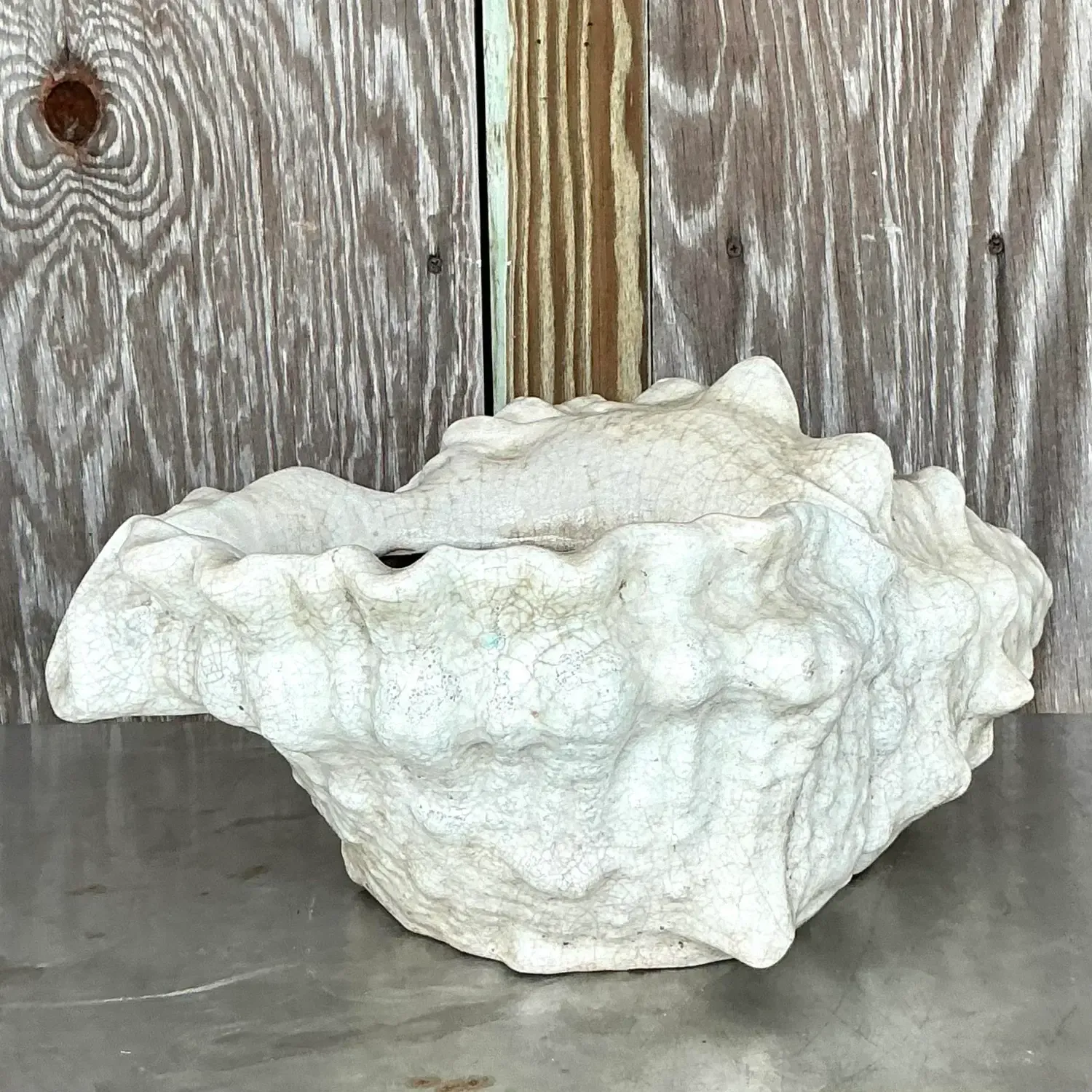 Vintage Coastal Crackle Glaze Conch Shell Planter — additional photo 4