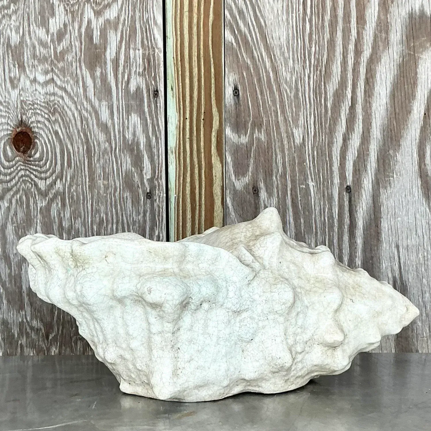Vintage Coastal Crackle Glaze Conch Shell Planter — additional photo 6