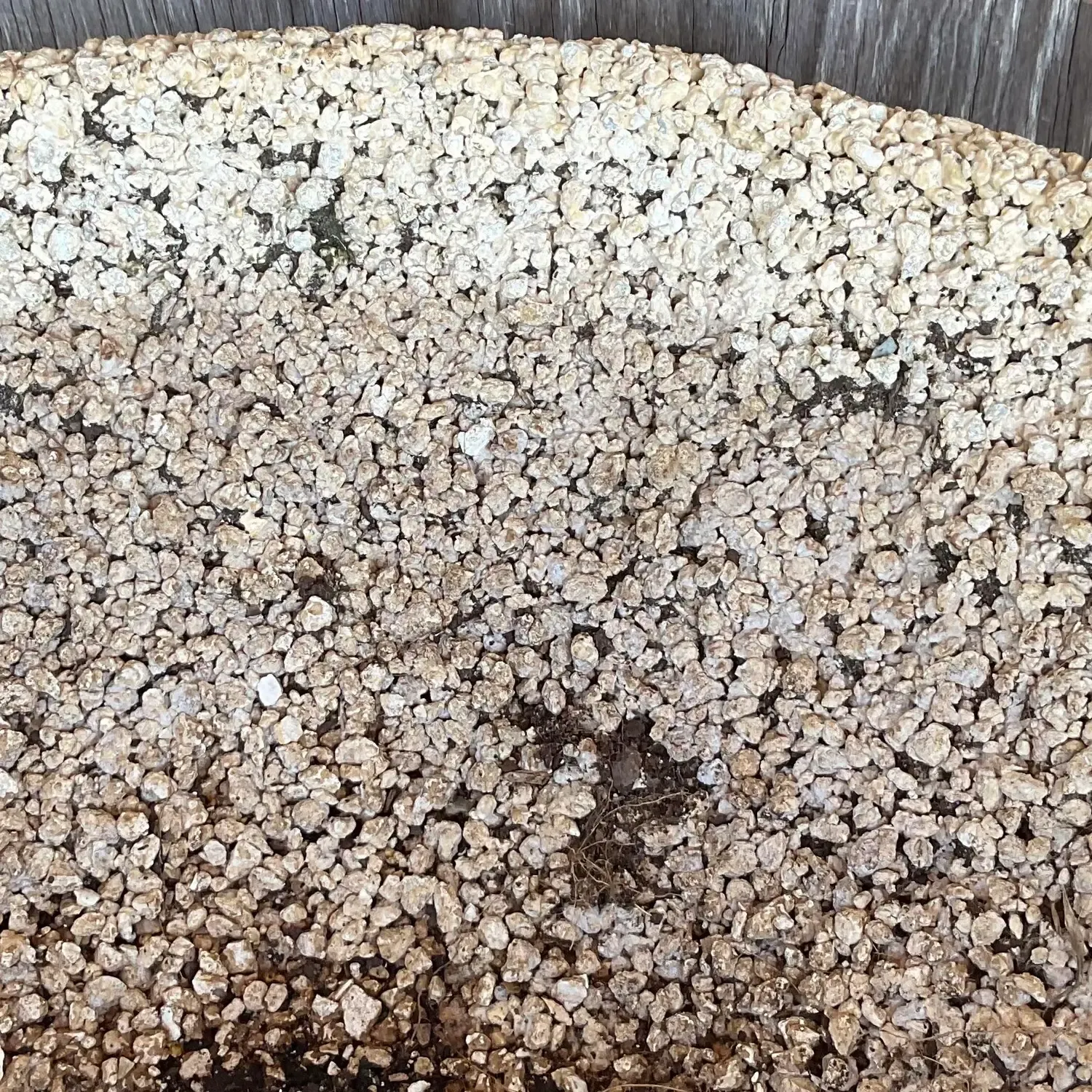Vintage Coastal Crushed Stone Low Planters - a Pair — additional photo 2