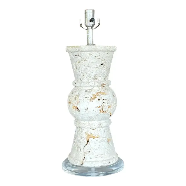 Vintage Coastal Cut Coquina Stone Table Lamp — additional photo 1