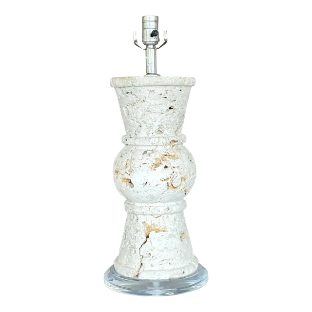 Vintage Coastal Cut Coquina Stone Table Lamp — additional photo 2